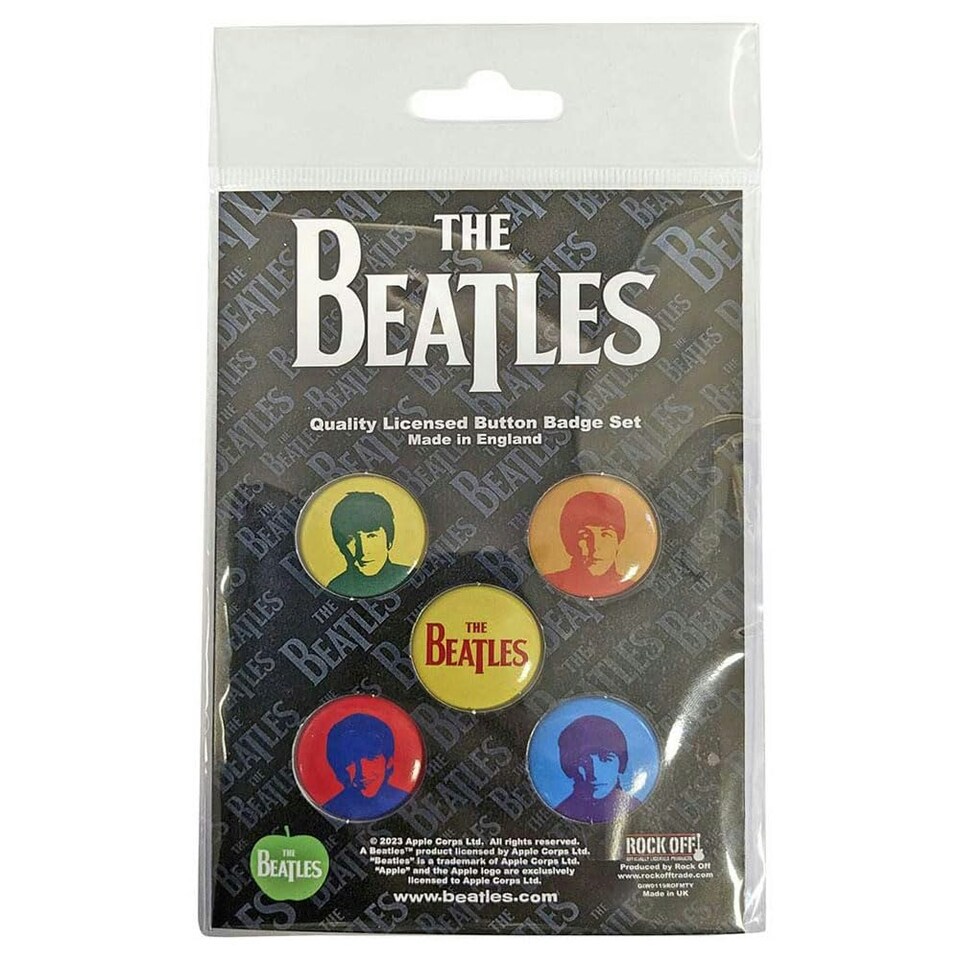 The Beatles Button Badge Pack: J,P,G&R Coloured - Pins & Badges N/A