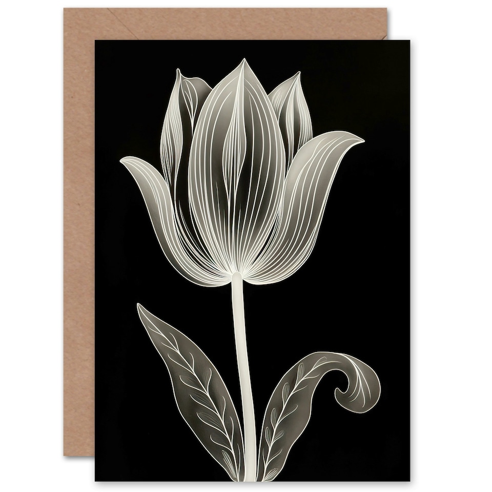 image 1 of Single Tulip Flower Folk Lover Wife Birthday Card