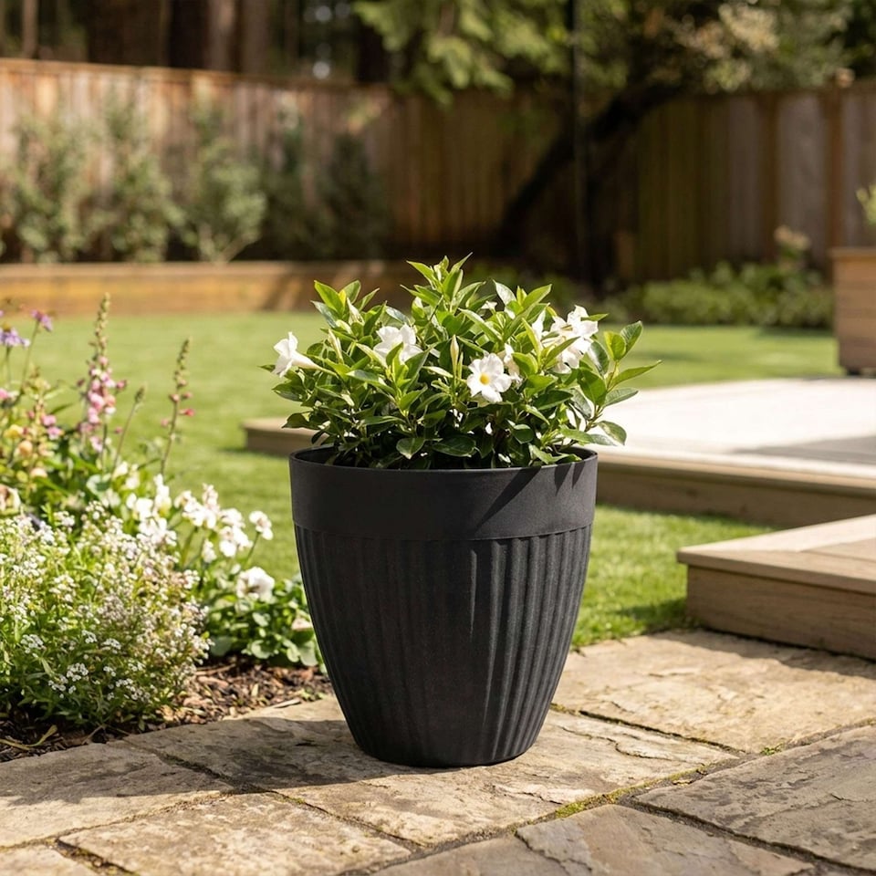 image 1 of Nicoman Madison Rib Tall Planter Non-Shed Non-Crack Indoor Outdoor Planter