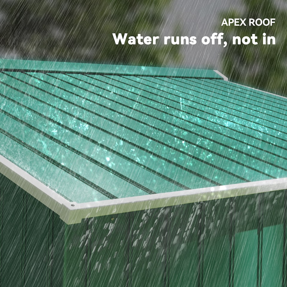 image 1 of Outsunny 9 x 6ft Metal Garden Shed, Outdoor Storage Tool House with Ventilation Slots, Foundation Kit and Lockable Double Doors, Green