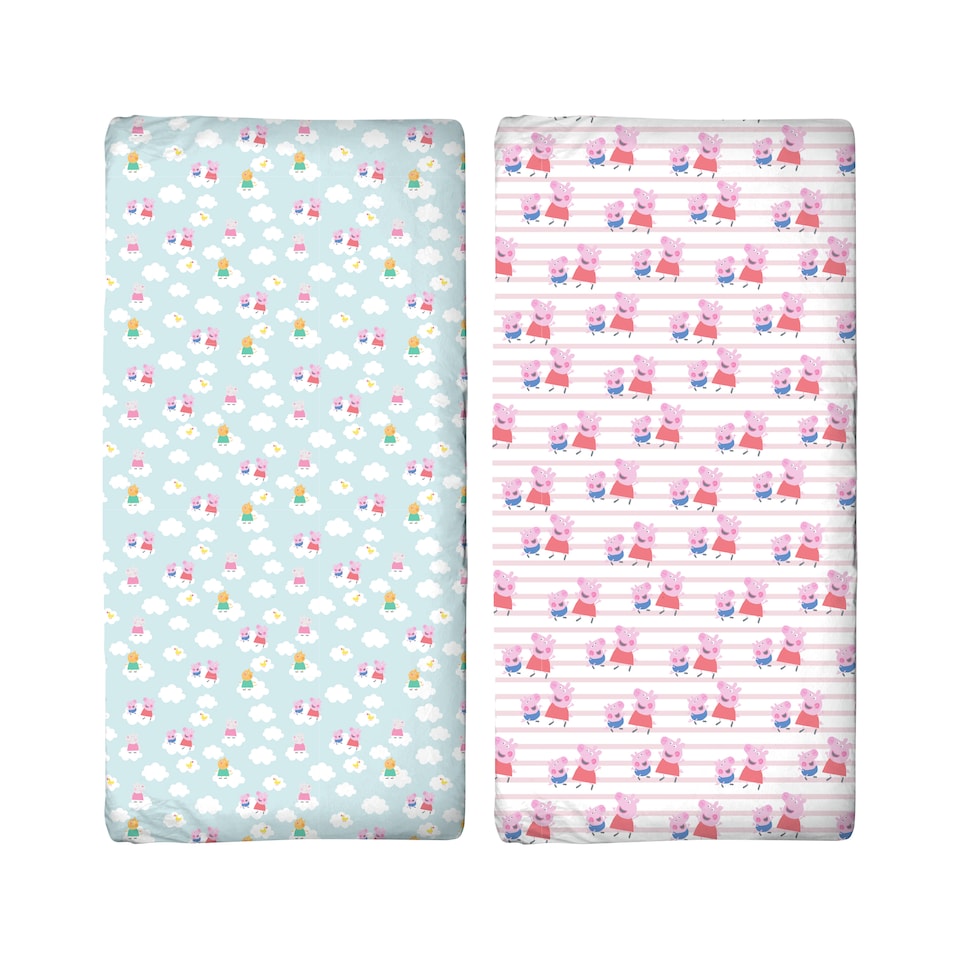 image 1 of Peppa Pig Lullabies Two Pack Cot Bed Fitted Sheets