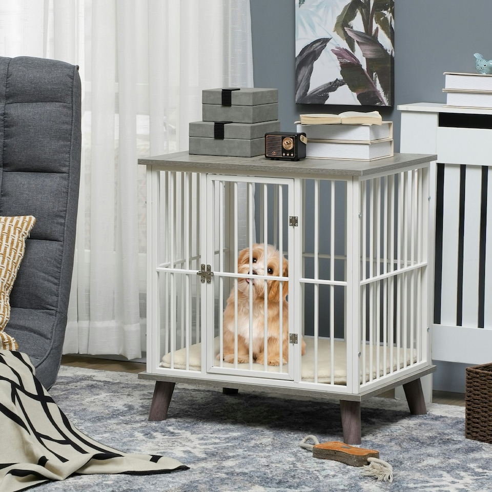 image 1 of PawHut Dog Crate Furniture, Indoor Dog Kennel Side End Table, 64.5x48x70.5 cm