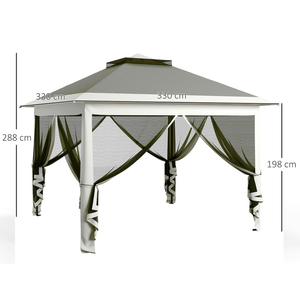 image 1 of Outsunny Pop Up Gazebo Height Adjustable Canopy Tent w/ Carrying Bag, Dark Grey | Grey | Dark Grey