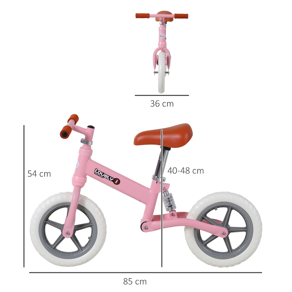 image 1 of HOMCOM 12  Kids Balance Bike No Pedal Bicycle EVA Tire Adjustable Seat Toddler Training Bike With Shock Absorber 2 - 5 Years Gift for Boys Girls Pink