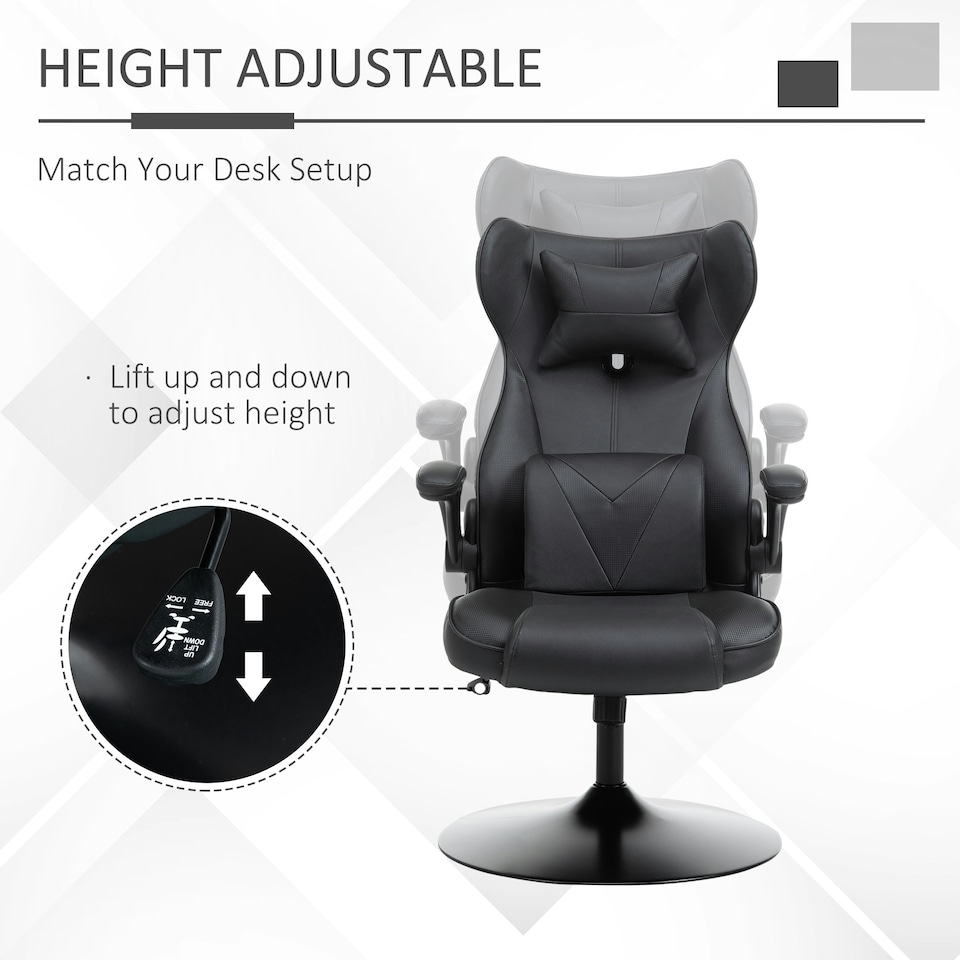 image 1 of Vinsetto Gaming Chair Home Office Chair w/ Swivel Pedestal Base Lumbar Support