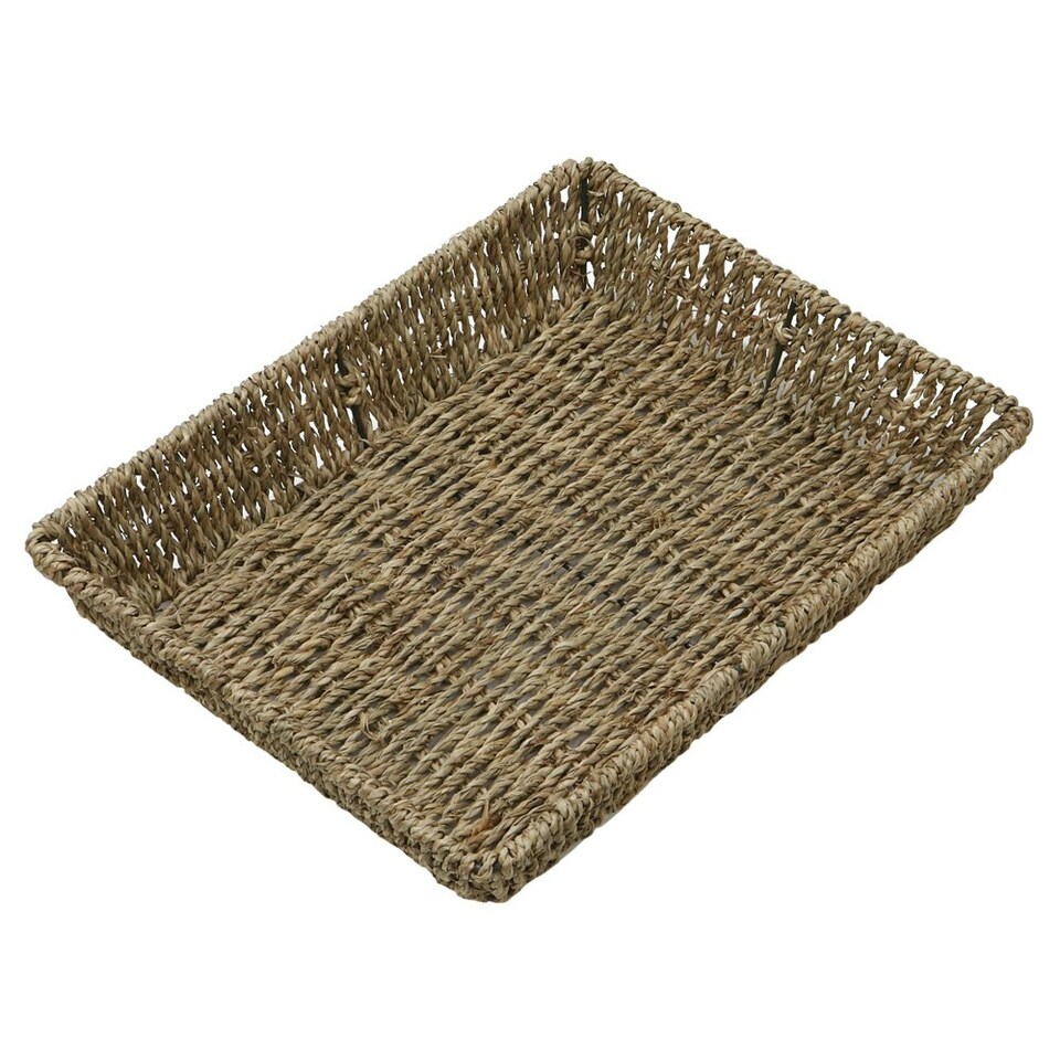 image 1 of JVL Hand Woven Seagrass Rectangular Storage Tray, Capacity:4L, Set of 6