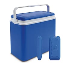 24L Insulated Coloured Cooler Box With 2 Ice Packs | Blue | 1