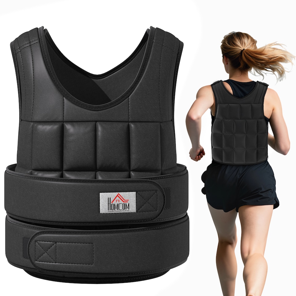 image 1 of HOMCOM 20KGS Adjustable Weight Vest Running Gym Training Weight Loss, Red