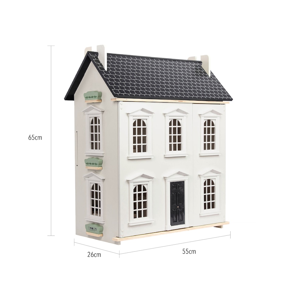 image 1 of Hooga Noble Wooden Dollhouse with Doll House Furnitures