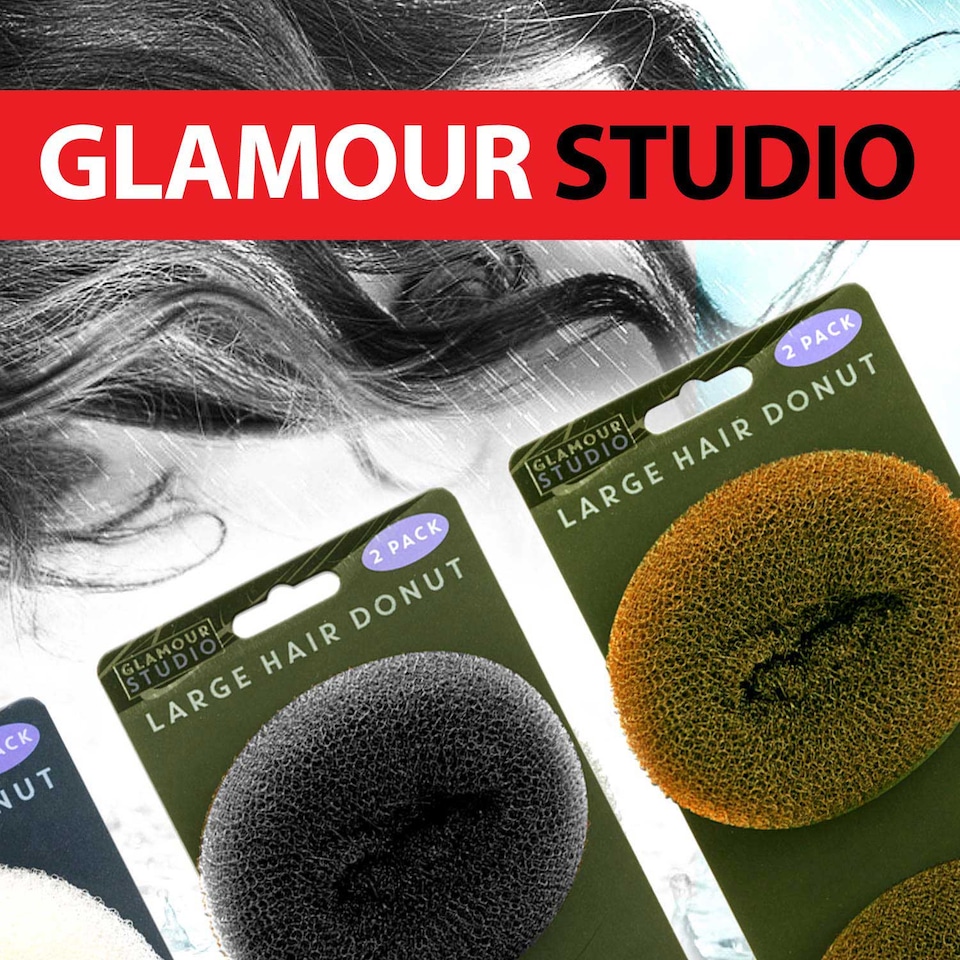 image 1 of PMS Large Cream Hair Donuts - Mesh Bun Makers, 2 Pack