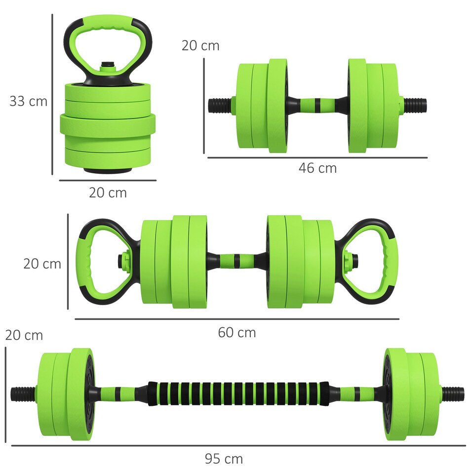 image 1 of SPORTNOW Weight Dumbbells Set, Barbell, Kettlebell, Push Up Stand, 20kg