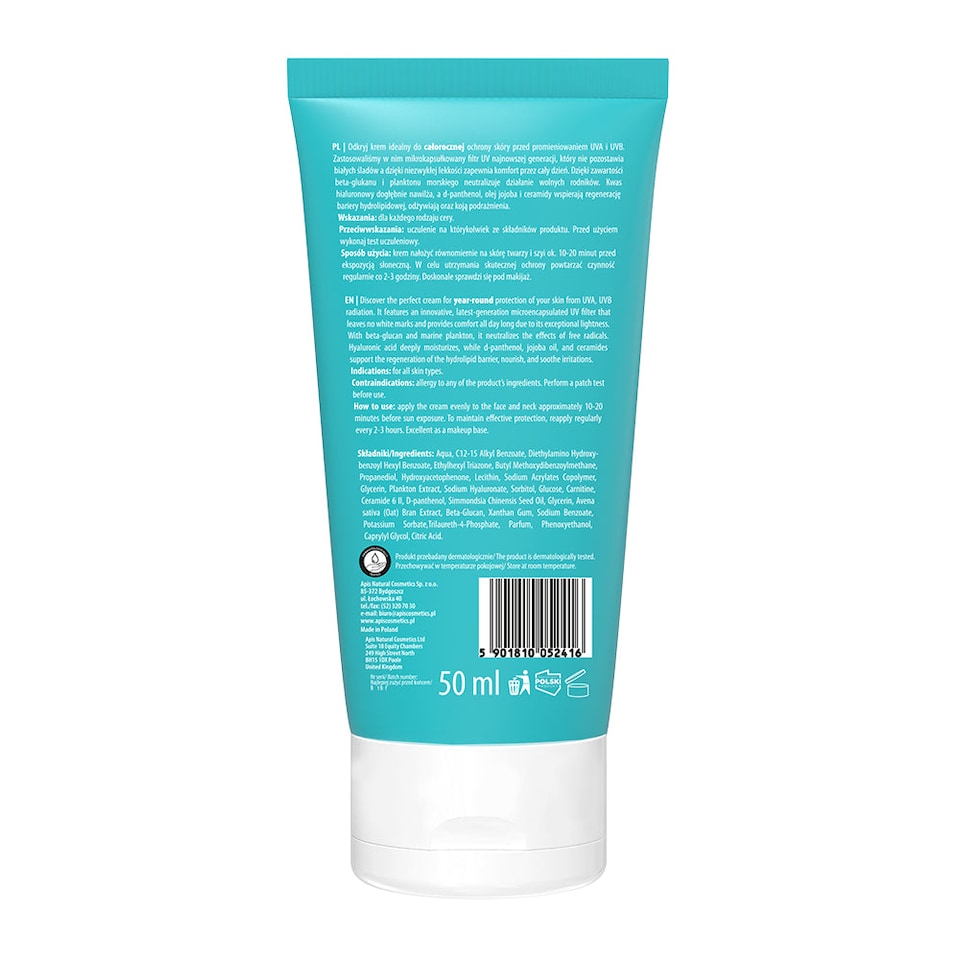 image 1 of Apis Pure Sun Care Protective Face Cream SPF 30 with Hyaluronic Acid | 50ml