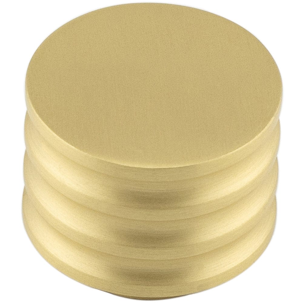 Elegant 30mm Satin Brass Cupboard Knob with Unique Grooved Design - Kitchen Cabinet Knob