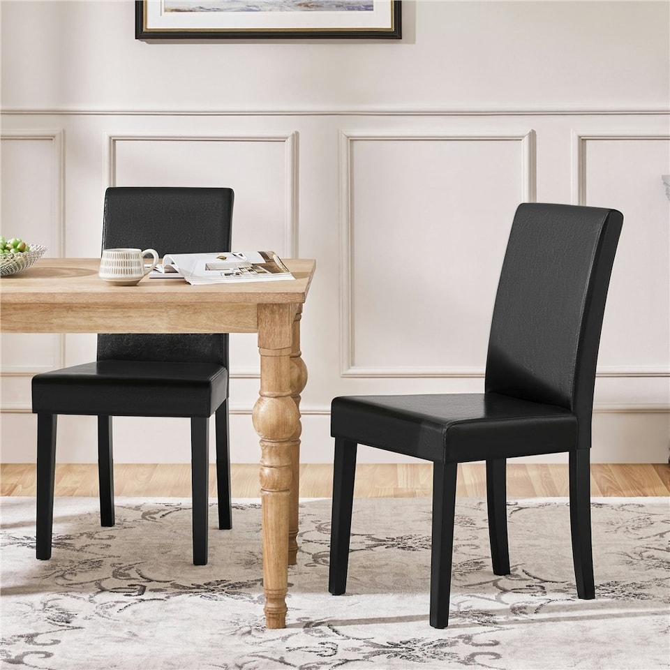 image 1 of Yaheetech Set of 4 Fabric Upholstered Dining Chairs Black
