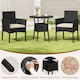 image 6 of Yaheetech 3-Piece Rattan Furniture Set, Woven PE Rattan Chairs & 1 Tempered-Glass Side Table-Black&Beige | Multi | Black/Beige