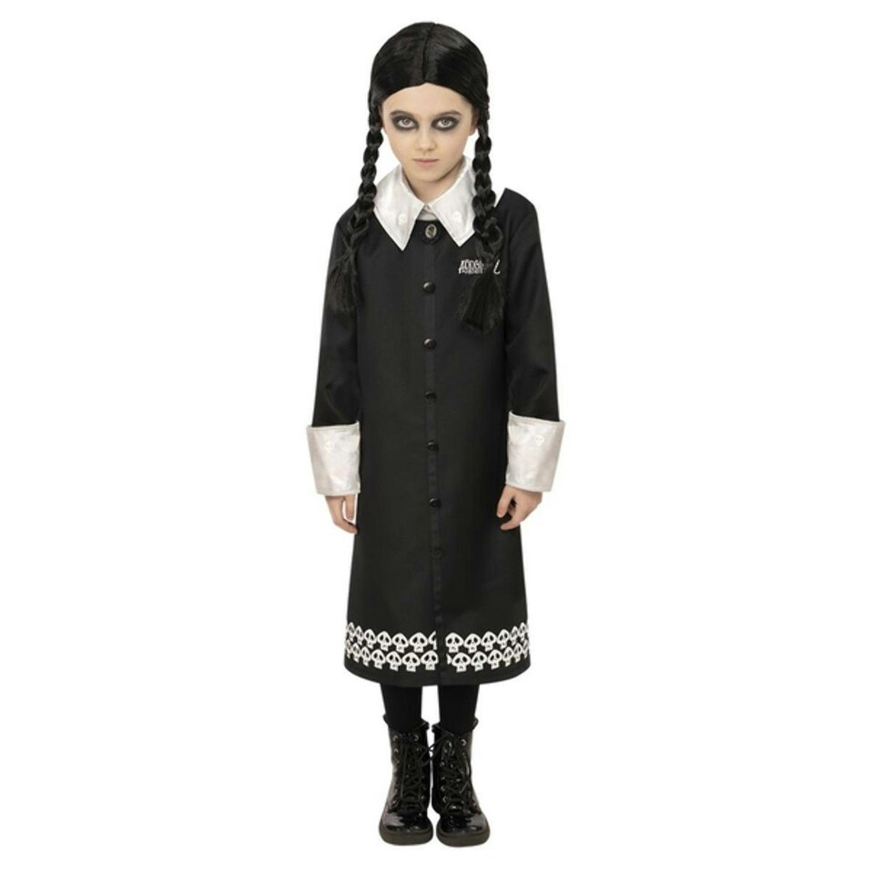 image 1 of The Addams Family Girls Wednesday Addams Costume Set - Black - 10-12 Years