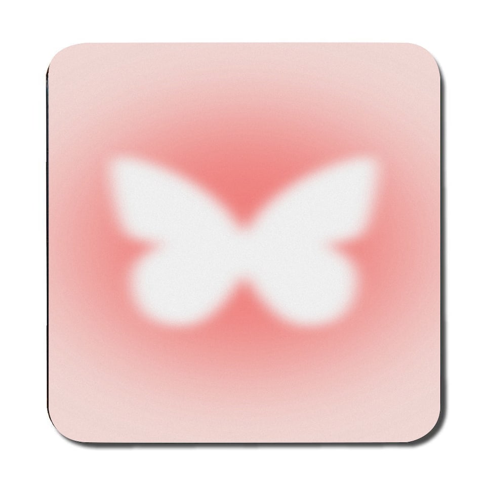 image 1 of Set Of 12 Pink Butterfly Placemats And Coasters With Wood Bottom