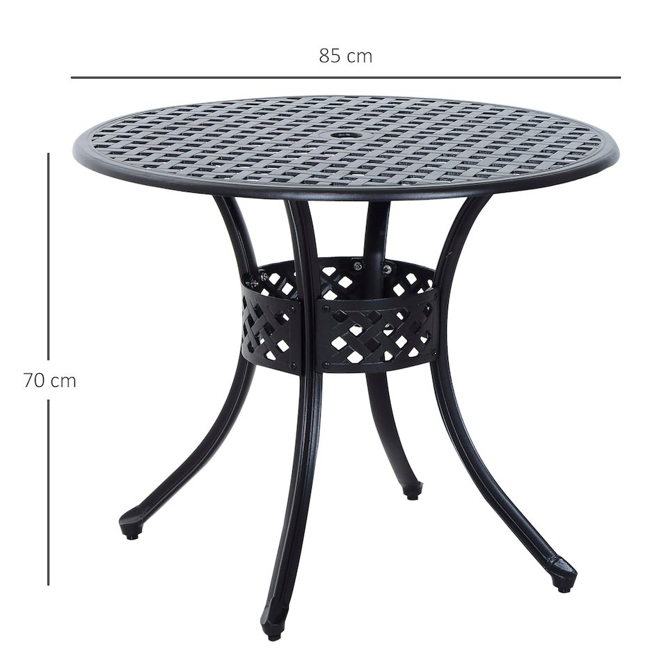 image 1 of Outsunny Round Aluminium Outdoor Garden Dining Table with Hole