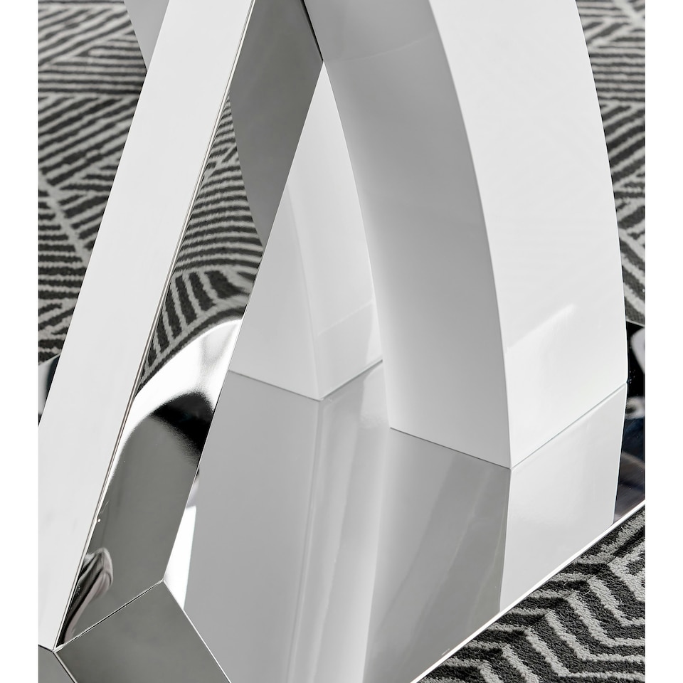 image 1 of Furniturebox Atlanta Chrome Metal And White High Gloss 4 Seater Dining Table