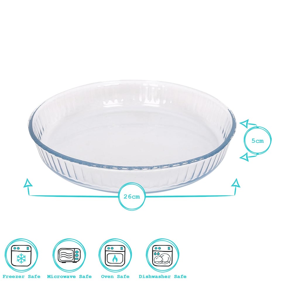 image 1 of Argon Tableware Optical Round Glass Oven Dish - 26cm x 26cm | Clear | Clear | 26cm x 26cm