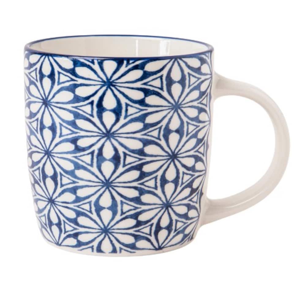 image 1 of Blue Geometric Ceramic Mug 350ml | Blue | Starburst Tiles | 350ml | 1