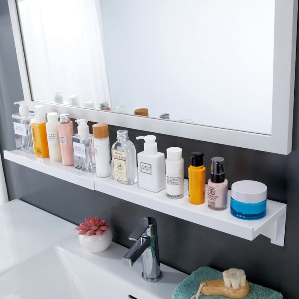 image 1 of Living and Home Self-Adhesive Waterproof Shower Shelf Rack for Bathroom, White
