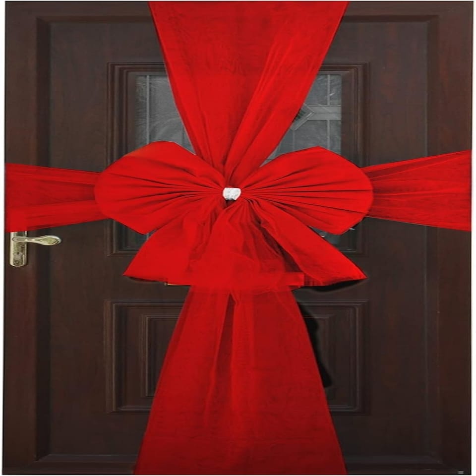 image 1 of Red Door Bow – Decorative Bow for Christmas, Weddings, and Seasonal Décor