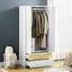 image 8 of HOMCOM 2 Door Wardrobe White Wardrobe with Drawers and Hanging Rod for Bedroom