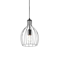 Ampolla 1 Light Ceiling Pendant Matt Black Cage Style, E27