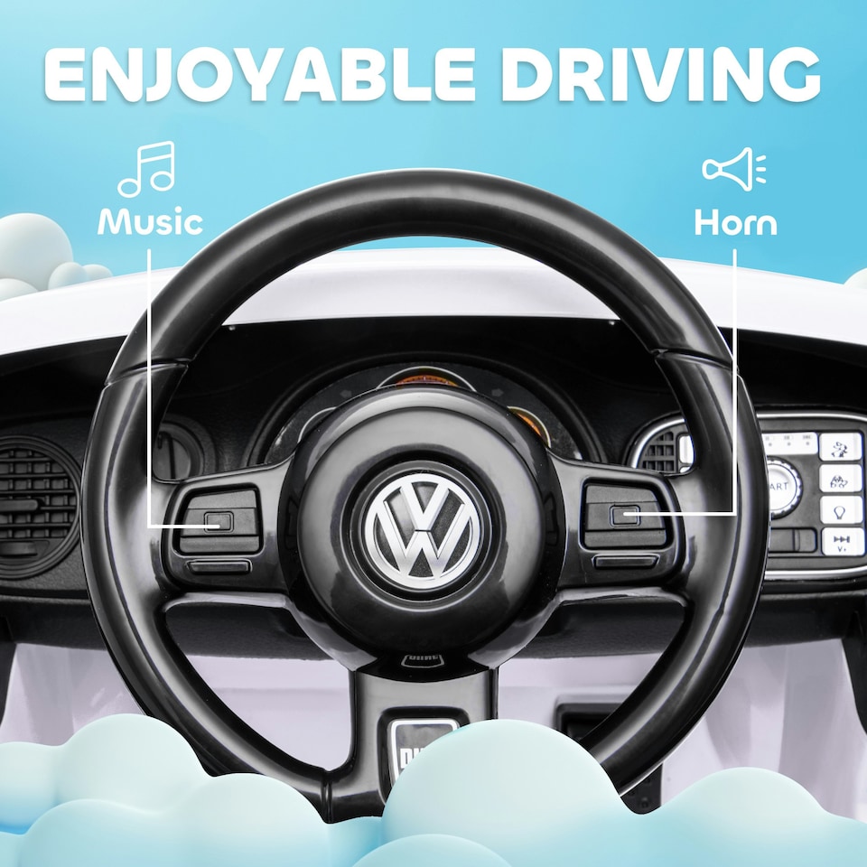 image 1 of AIYAPLAY Volkswagen Beetle Licensed 12V Ride on Car w/ Remote Control, White