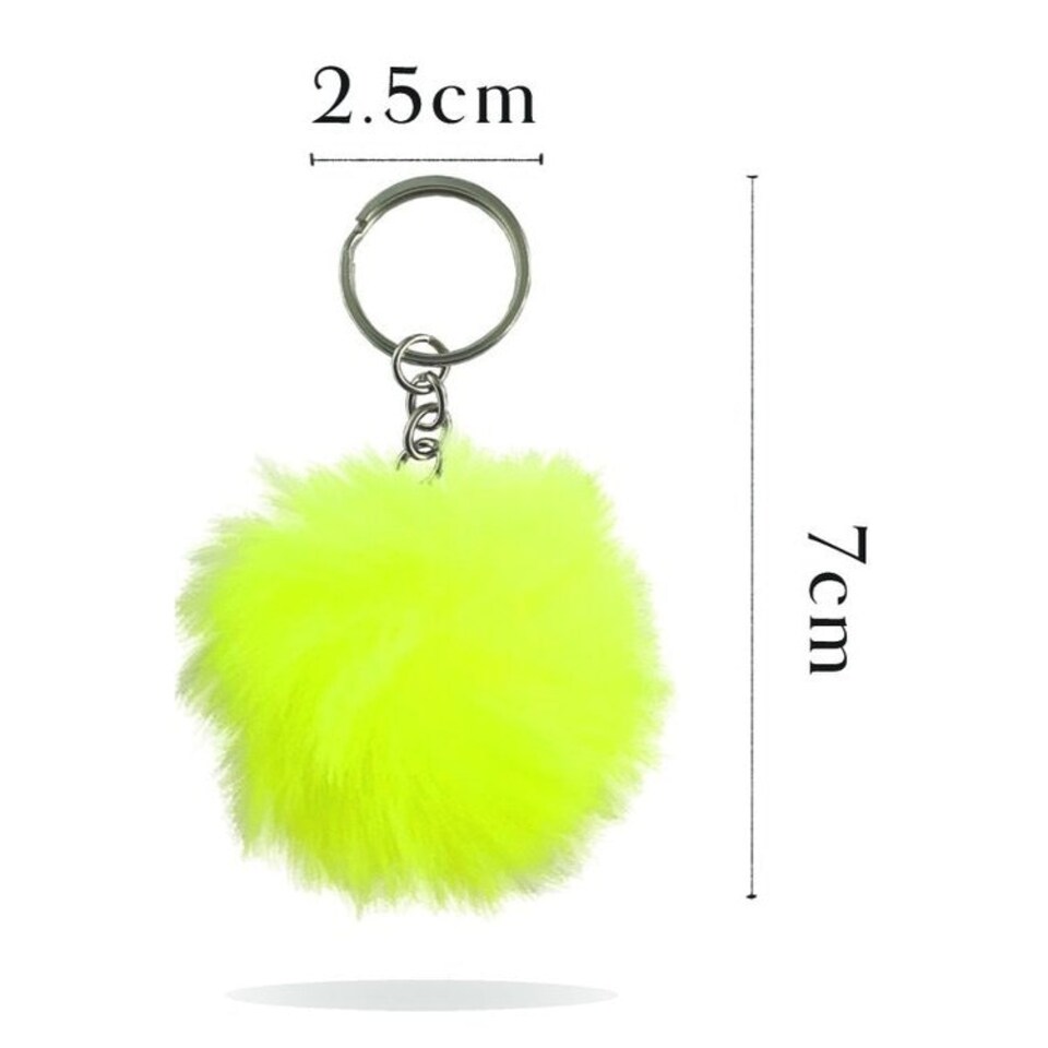 image 1 of Bottlesoc Faux Fur Pompom Keychain Acid Yellow