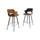 image 1 of Furniturebox Kai 2x Black Velvet Tan Faux Leather Black Leg Bar Chair
