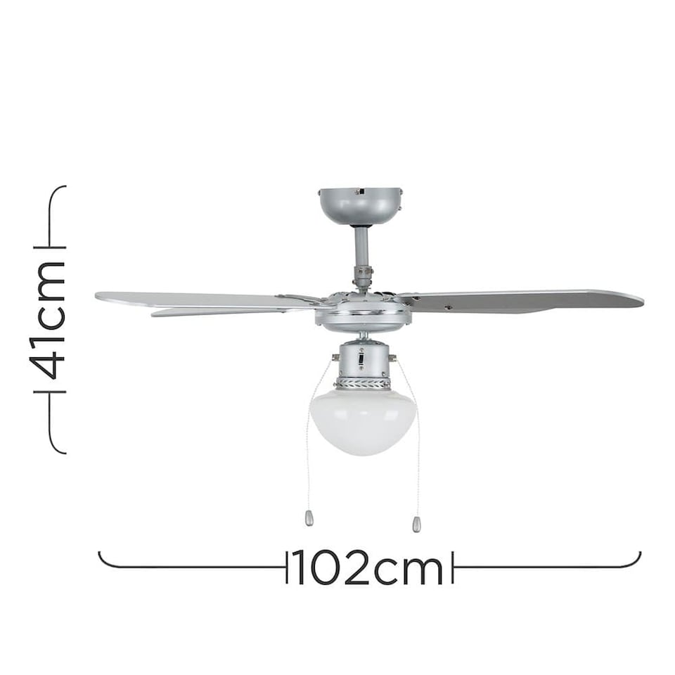 image 1 of ValueLights Mirage Silver and Black 42 Inch Ceiling Fan Glass Shade