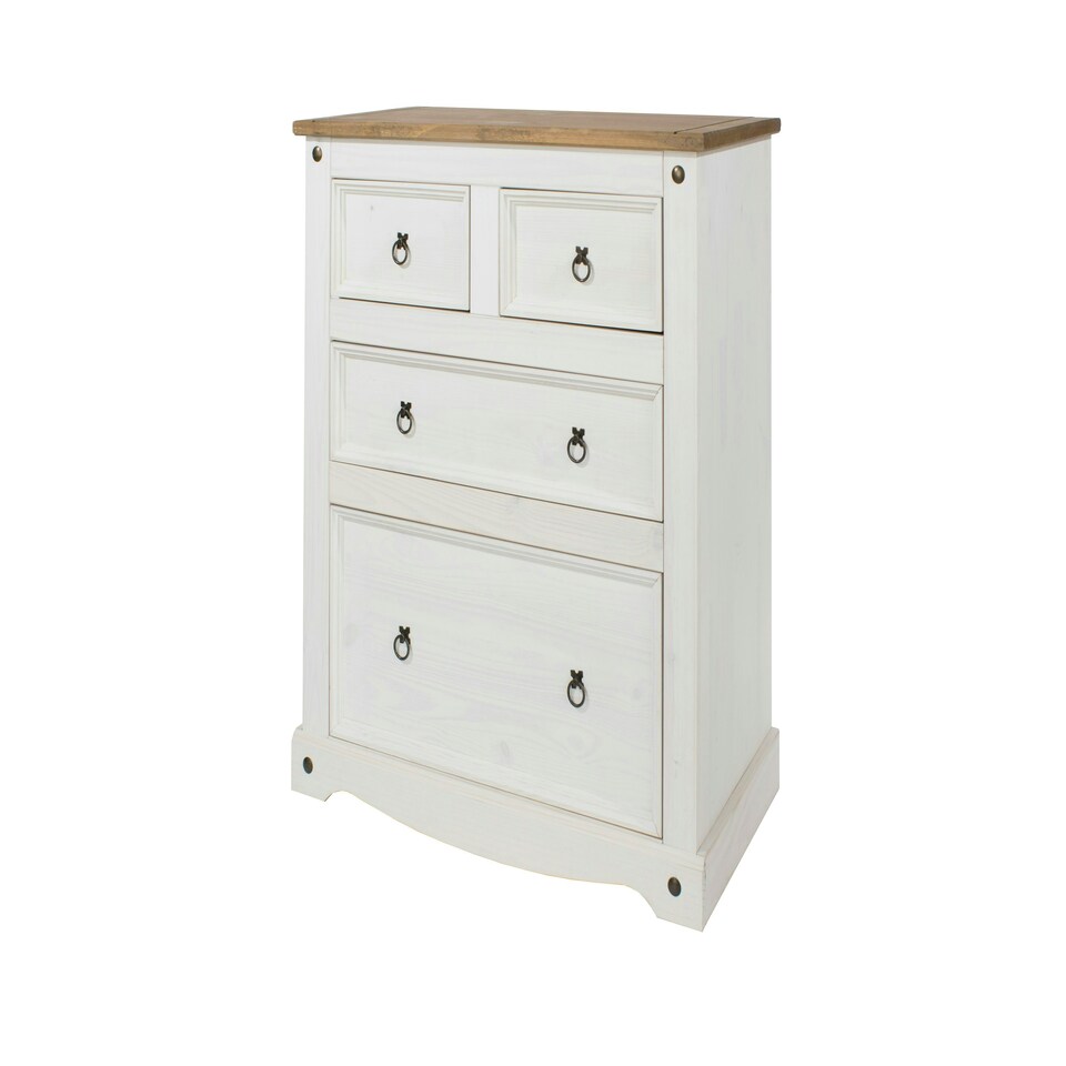 image 1 of Core Products Corona White, 2+2 Drawer Chest H103.8cm x W91cm x D47cm White