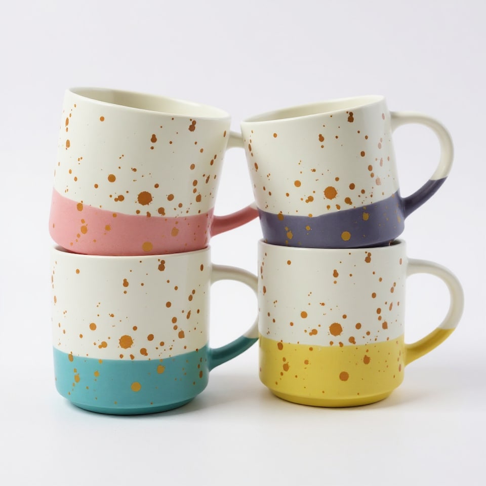 image 1 of Speckled Ceramic Coffee Mug Collection 400ml | Yellow | 1 - Yellow | 1