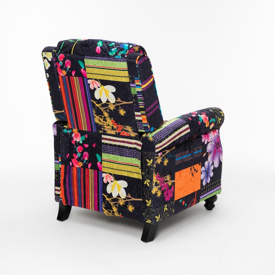 image 1 of Fabric Black Patchwork Mary Manual Recliner Chair
