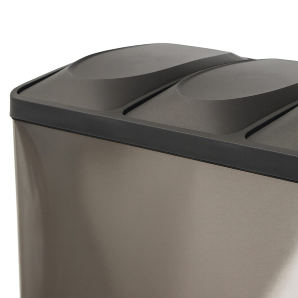 image 1 of 45L Stainless Steel Triple Compartment Pedal Kitchen Waste Bin | Silver