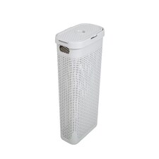 Addis Rattan Effect Slim 40L Laundry Hamper - Light Grey