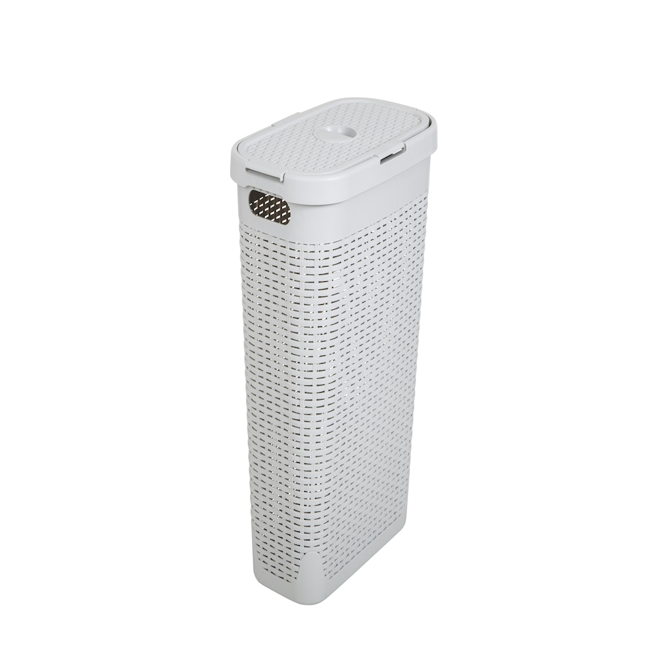 image 1 of Addis Rattan Effect Slim 40L Laundry Hamper - Light Grey