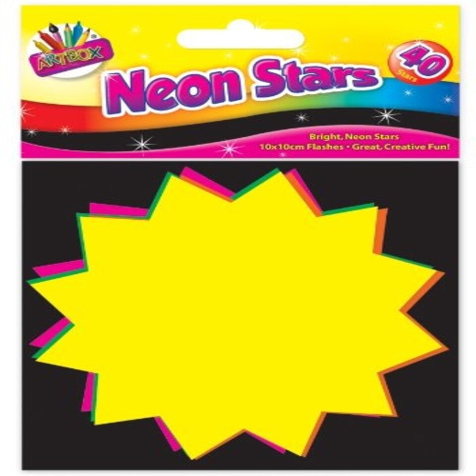 image 1 of Artbox 10x10cm Fluorescent Stars (Pack of 40)