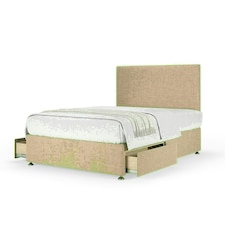 Cream Linen 2 Drawer Divan Base and Valencia Headboard Small Double