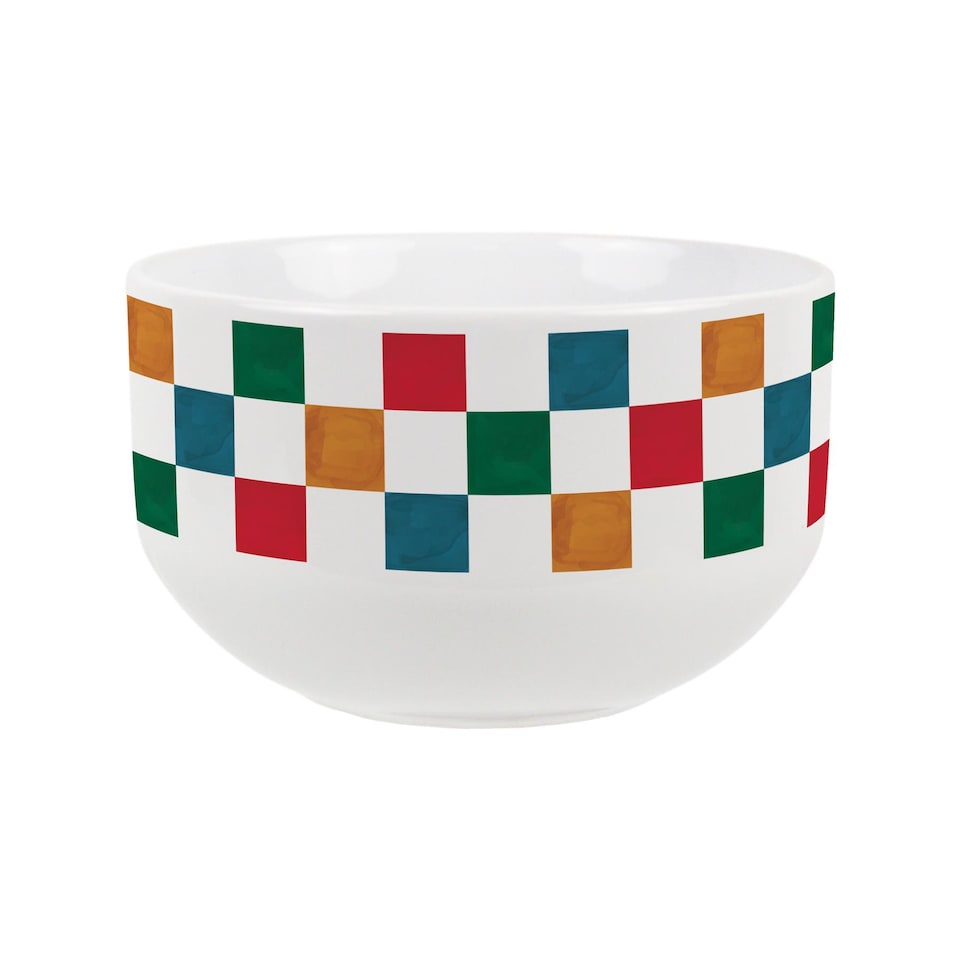 image 1 of Checkered Ceramic Bowl - Set of 4