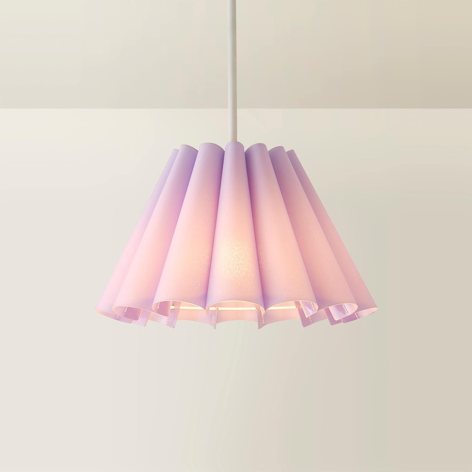 image 1 of ValueLights Lauren Lilac Fabric Pleated Scallop Edge Tapered Ceiling Floor Table Lamp Shade