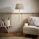 image 2 of ValueLights Bobbin Green Floor Lamp with Floral Pleated Shade | Green