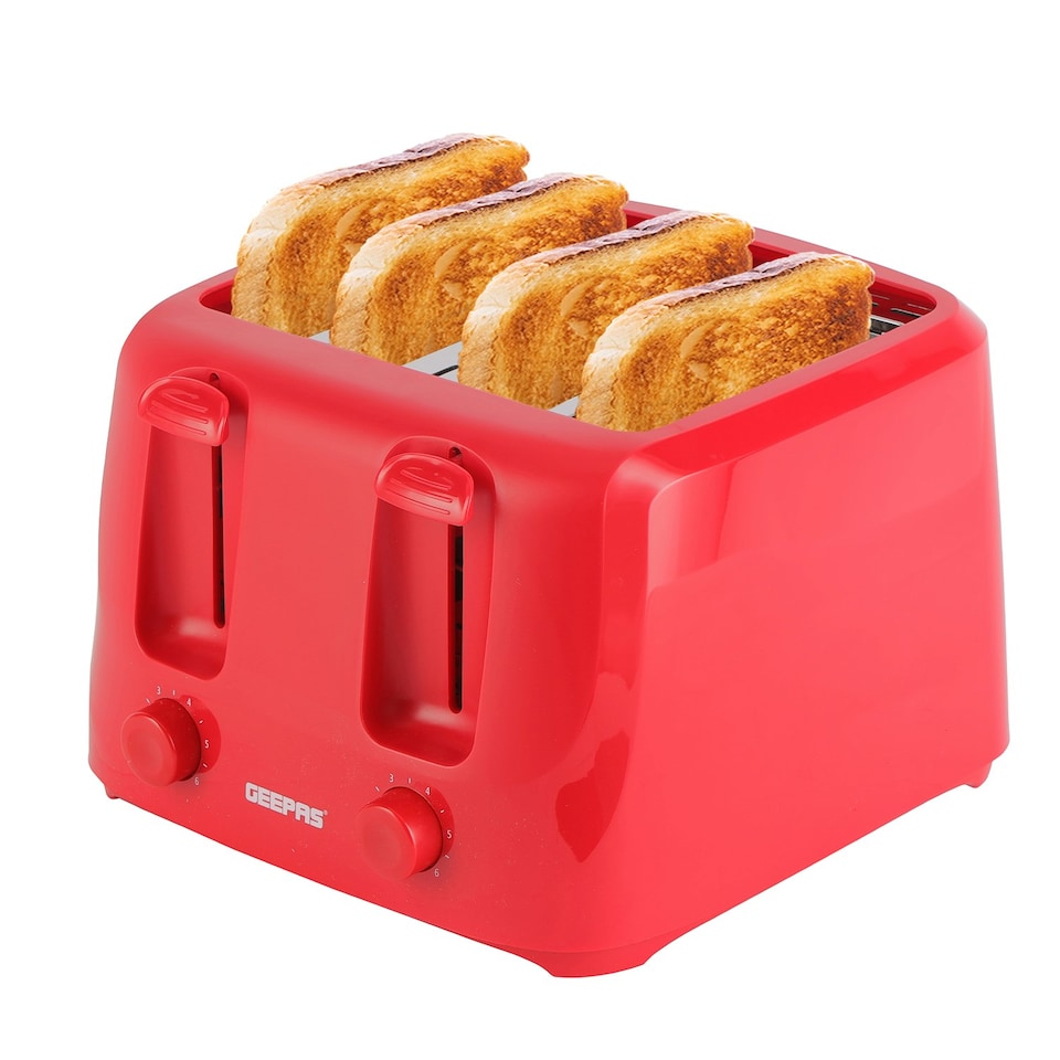 image 1 of GEEPAS 4 Slice Toaster 1400W, Red