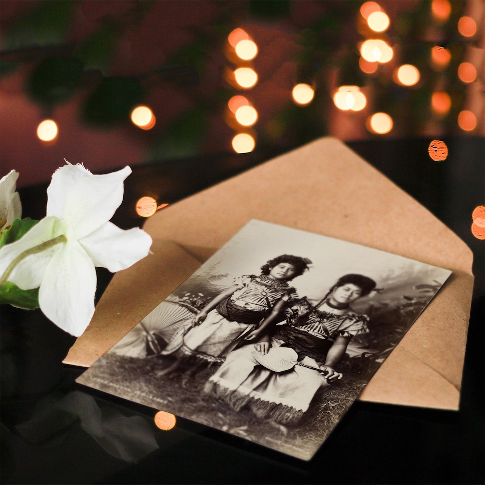 image 1 of Burton Brothers Photograph of Samoan Princesses Art Greeting Card