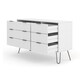 image 6 of Augusta Pine 3+3 Drawer Wide Chest of Drawers - Industrial Style Bedroom Storage Cabinet | White | White | 1