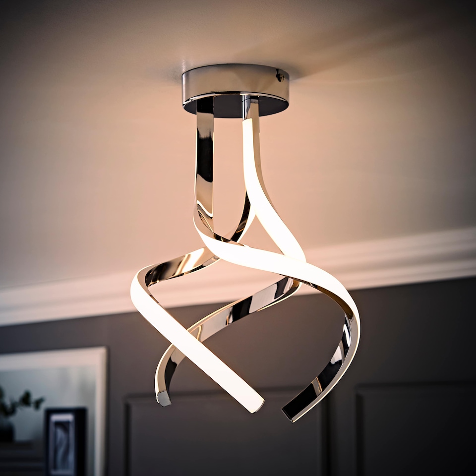 image 1 of ValueLights Infinity Chrome Twirl Integrated LED Ceiling Light | Chrome