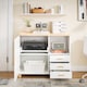 image 7 of SoBuy Printer Stand Under Desk Storage Cabinet with Open Shelf and 3 Drawers, White & Natural Wood, 35.4x17.7x29.5 in, 45.1 kg - ASK07-WN