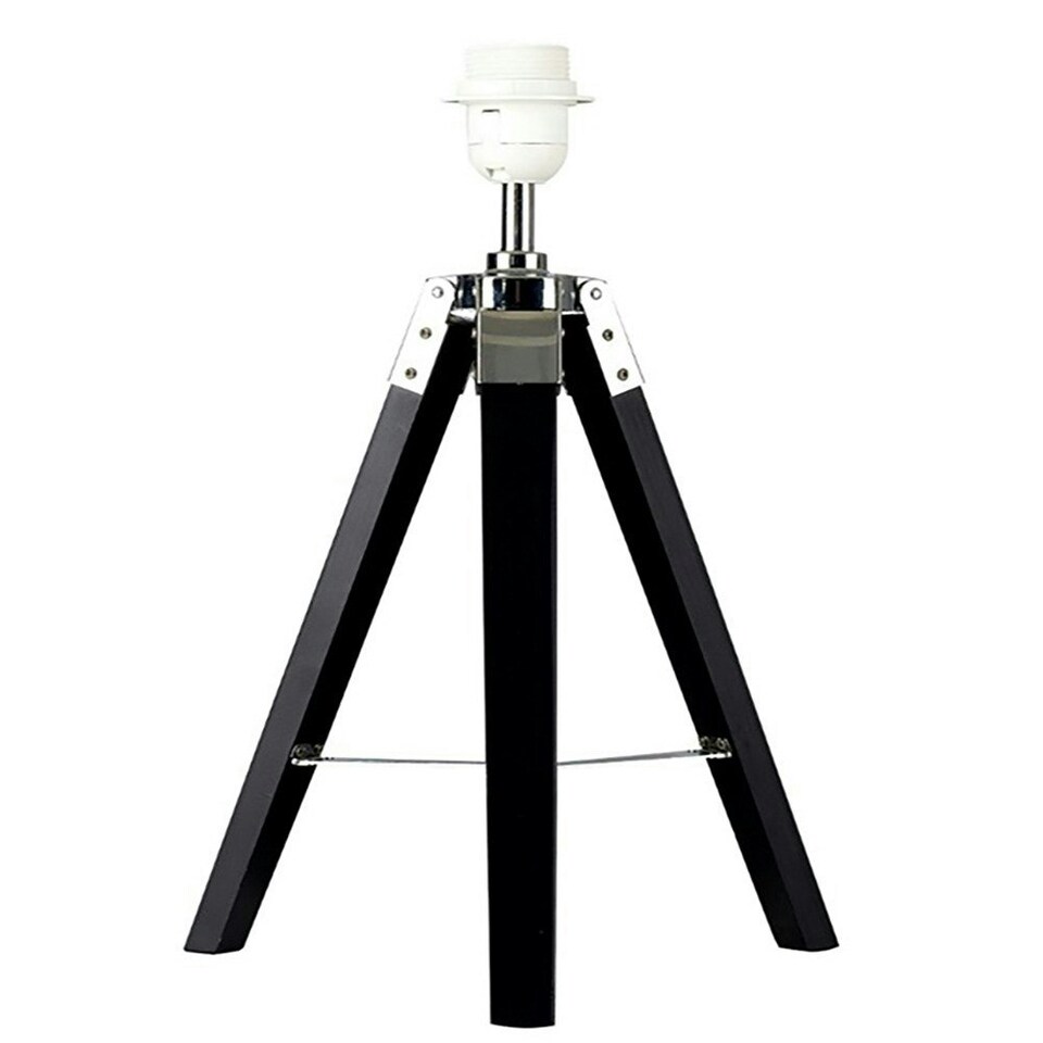 image 1 of ValueLights Modern Black Wood And Silver Chrome Tripod Table Lamp Base